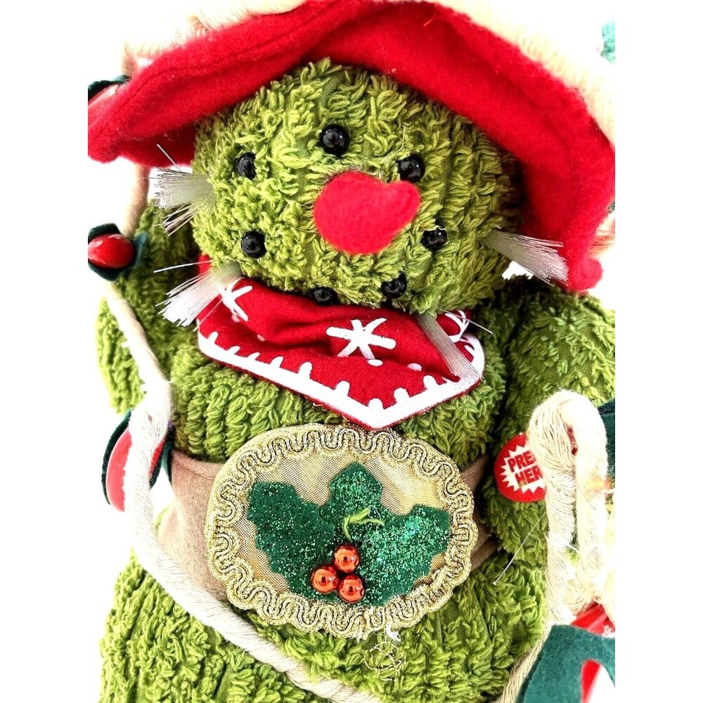Vintage Christmas Holiday Swinging Saguaro Cactus Cowboy Animated Musical Plush - Picture 2 of 10